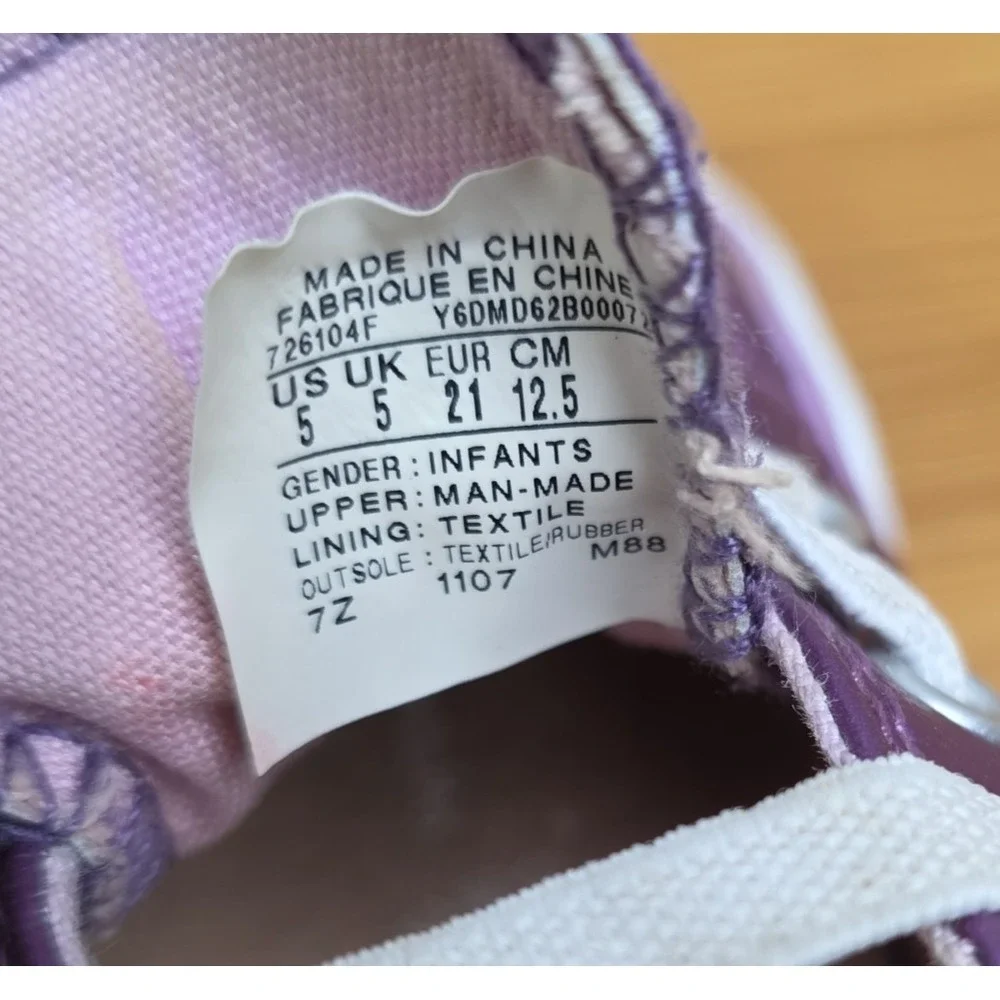 Converse Chuck Taylor All Star Purple Infant Size 5 Hook Loop Sneakers 726104F